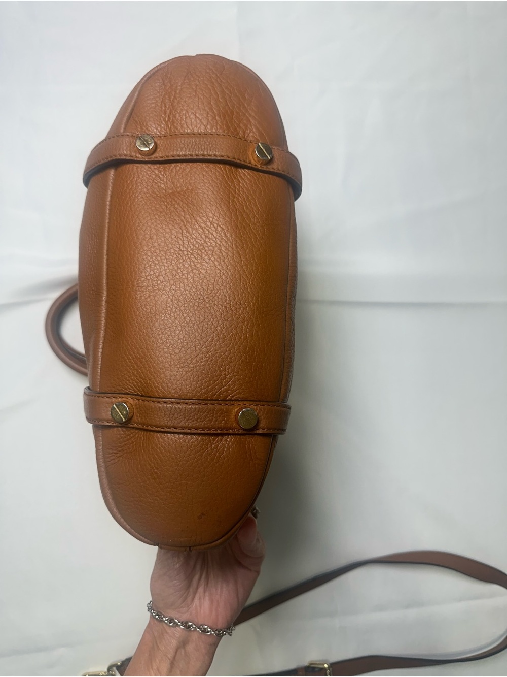 Michael Kors Brown Pebbled Leather Bedford Satchel with Strap - Picture 3 of 13